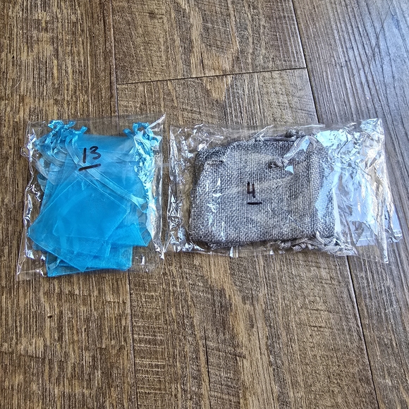 Bulk Gray and Blue Drawstring Pouches - Picture 2 of 2